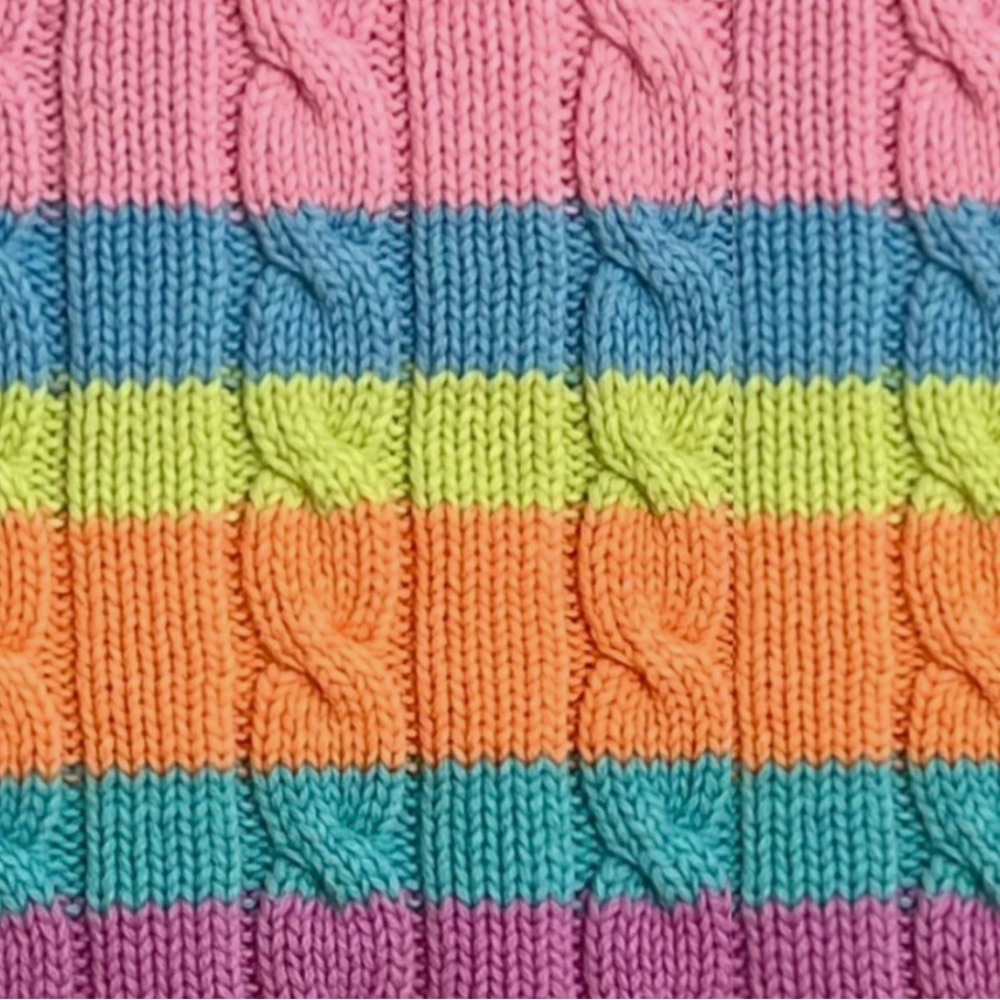 Ralph Lauren Purple and Pink Cable-Knit Crew Neck Sweater - Picture 5 of 6